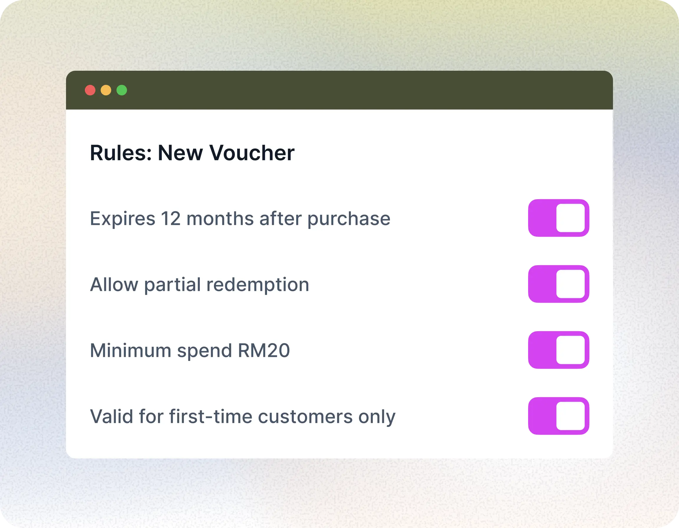 Your business model, your voucher rules